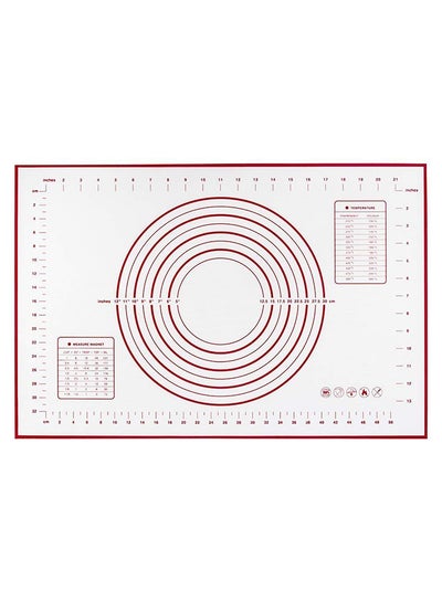 Buy Non-Stick Kneading Rolling Dough Baking Mat White/Red 60 x 40cm in Egypt