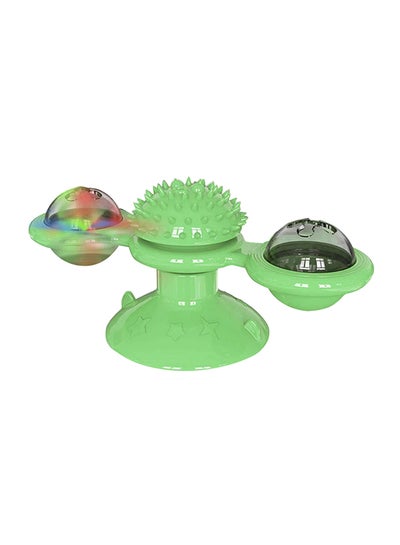 Buy Interactive Cat Toys with Suction Cup, Windmill Cats Toy Soft Scratch Hair Brush Silicone Transparent Ball Washable Cat Grooming Shedding Massage for Pet Cats (Green) Green 15.8cm in Saudi Arabia