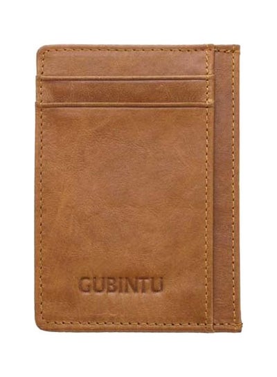 Buy Multipocket Leather Card Holder Light Brown in Saudi Arabia