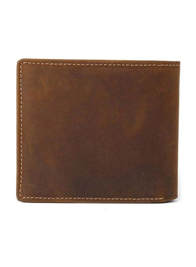 Buy Bi-Fold Leather Men's Wallet Coffee in Saudi Arabia