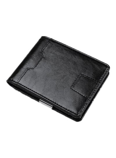 Buy Bi-Fold Leather Men's Wallet Black in Saudi Arabia