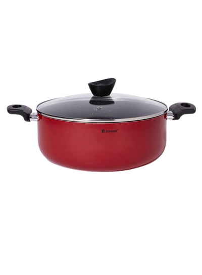 Buy Bellini Press Aluminium Non-Stick Casserole With Lid Red/Black 30cm in UAE