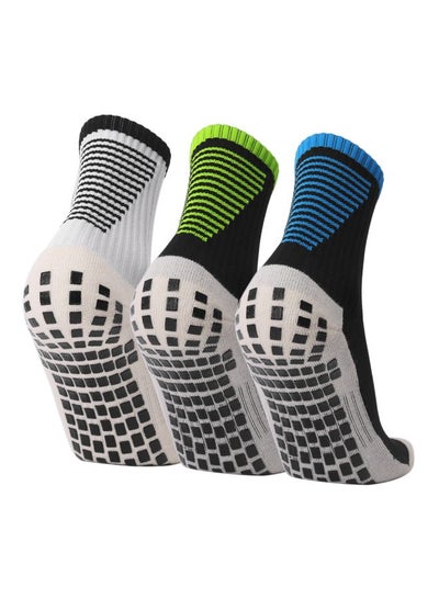 Buy Pair Of 3 Anti Slip Soccer Socks 26x4x17cm in Saudi Arabia