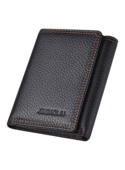 Buy Splicing Leather Men's Wallet Black in Saudi Arabia