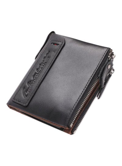 Buy Leather Double Zipper Wallet Black in Saudi Arabia