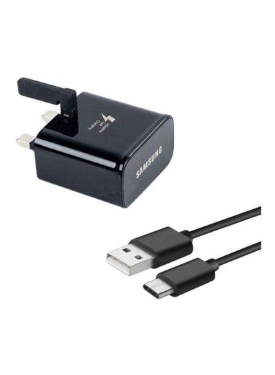 Buy 3-Pin Fast Charging Adapter With USB Cable Black in UAE