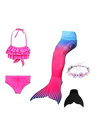 Buy 4-Piece Mermaid Swimming Suit Set With Fin in UAE