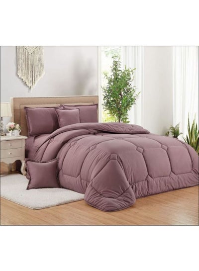 Buy 6-Piece Comforter Set Microfiber Brown King in Saudi Arabia