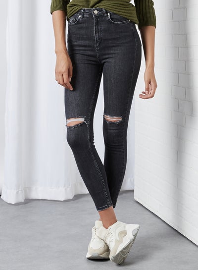 Buy Ripped Skinny Jeans Black in Saudi Arabia