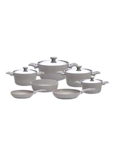 Buy 11-Piece Granite Cookware Set Grey 4xPot (18, 20, 24, 28) , 2xFry Pan (22, 26) , 1xOven Tray 26cm in Egypt
