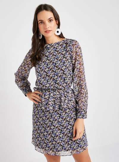 Buy Ruffled Waist Floral Dress Multi Color in Egypt