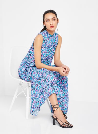اشتري فستان متدرج مزين بنمط زهور أزرق في مصر