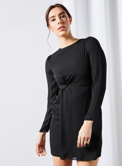 اشتري فستان مزين بعقدة من الأمام أسود في مصر