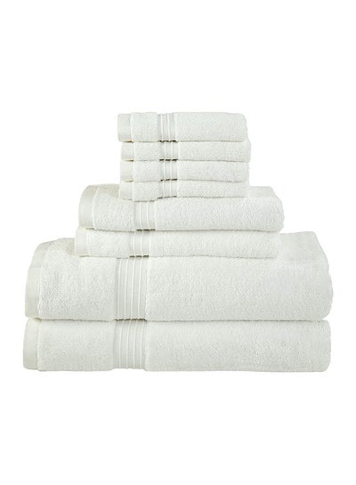 Buy 8-Piece 100% Combed Cotton 600 GSM Quick Dry Highly Absorbent Thick Bathroom Soft Hotel Quality For Bath And Spa Towel Set Includes 2xBath Towels (70x140 cm), 2xHand Towels (40x70 cm), 4xWashcloths (30x30 cm) White 70x140cm in UAE