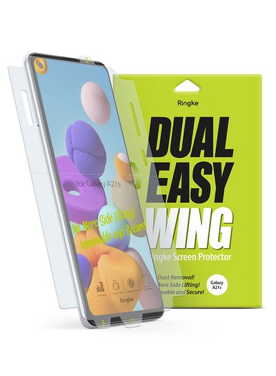 Buy Pack of 2 Dual Easy Film Case Friendly Protective For Samsung Galaxy A21s Clear in UAE