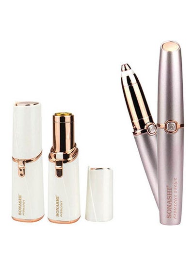 Buy 2-Piece Fabulous Facial And Brows Epilator Set SLD-822 + SLD-823 Rose Gold/White in UAE