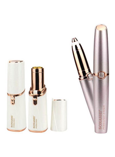 Buy 2-Piece Fabulous Facial And Brows Epilator Set SLD-822 + SLD-823 Bundle Rose Gold/White in Saudi Arabia