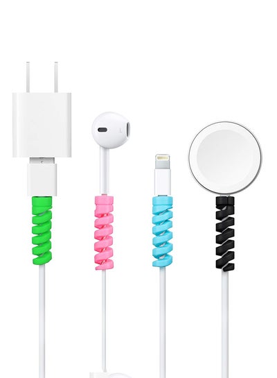Buy 4-Piece Spiral Charger Cable Protector Multicolour in Egypt