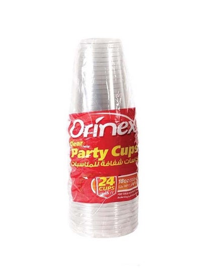 Buy 24-Piece Party Cups Clear 532ml in Saudi Arabia