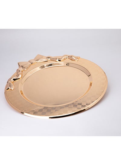 Buy Multi-Use Metal Tray Set Gold 36x36x2cm in Saudi Arabia