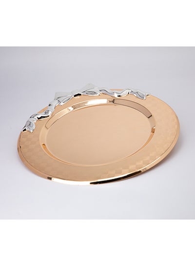 Buy Multi-Use Metal Tray Rose Gold 36x36x2cm in Saudi Arabia