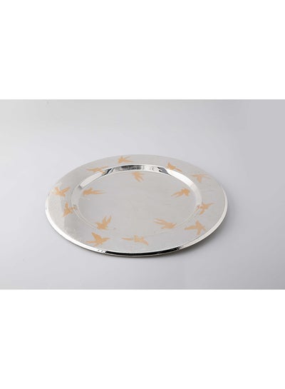 Buy Multi-Use Metal Tray Silver/Gold 35x35cm in Saudi Arabia