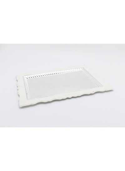 Buy Multi-Use Metal Tray White 36x26cm in Saudi Arabia