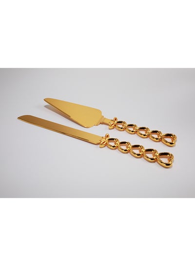 Buy Cake Shovel With Knife Gold 16x30cm in Saudi Arabia