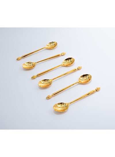 Buy Metal Tea Spoon Set Gold 22x14x2cm in Saudi Arabia