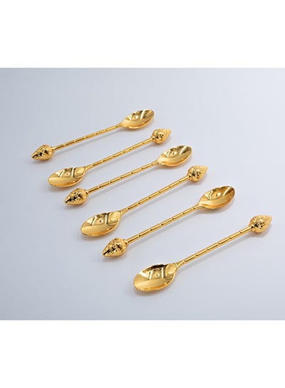 Buy Metal Tea Spoon Set Gold 22x14x2cm in Saudi Arabia