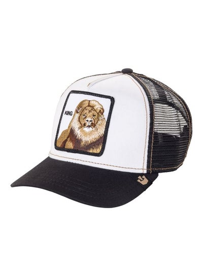 Buy King Baseball Themed Mesh Cap Black/White/Beige in UAE