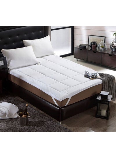 Buy Soft Virgin Fiber Filled Mattress Topper Double L Size Microfiber White 160X200X5cm in UAE