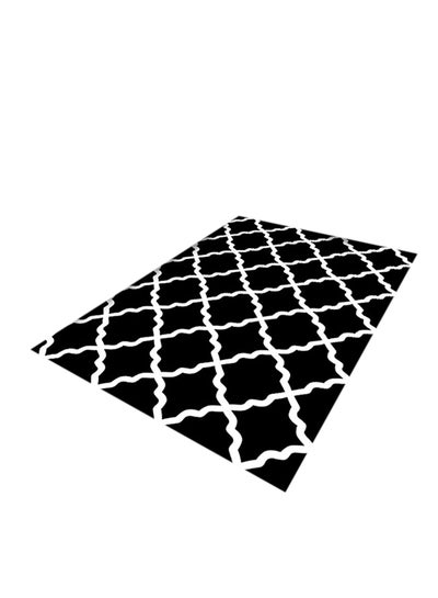 Buy 3D Geometric Pattern Living Room Carpet Polyester Black 50X80cm in Saudi Arabia