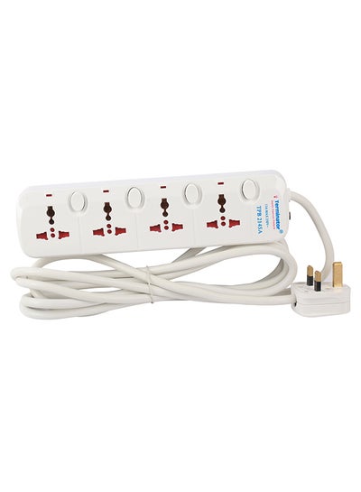 Buy 4 Way Universal Power Extension Socket White 5meter in UAE