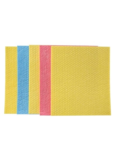 Buy 5-Piece Sponge Cloth Set Yellow/Pink/Blue in Saudi Arabia