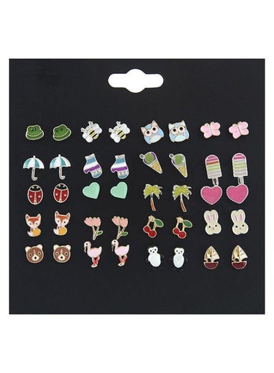 Buy Pair Of 20 Cartoon Animal Design Ear Studs in Saudi Arabia