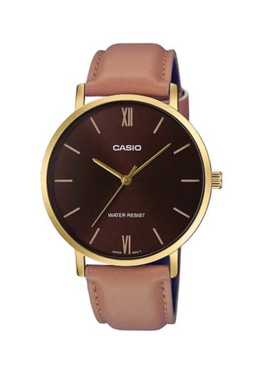 Buy Men's Leather Analog Wrist Watch MTP-VT01GL-5BUDF - 40 mm - Brown in UAE