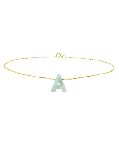 Buy 18K Gold A Letter Mother Of Pearl Bracelet in UAE