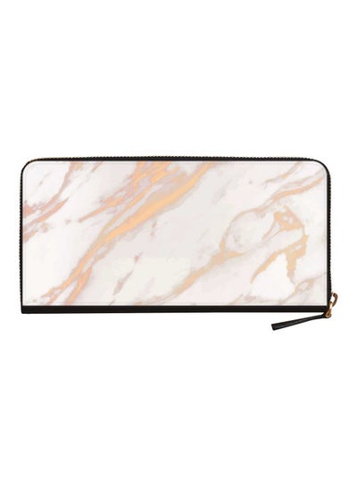 Buy Leather Classic Zip PU Wallet White/Pink/Black in UAE