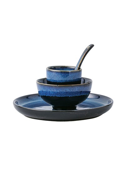 Buy 4-Piece Ceramic Dinnerware Set Navy Blue in Saudi Arabia