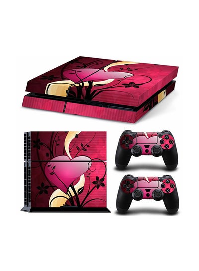 Buy 3-Piece Hearts Styles Printed Gaming Console And Controller Skin Sticker Set For PlayStation 4 in Egypt