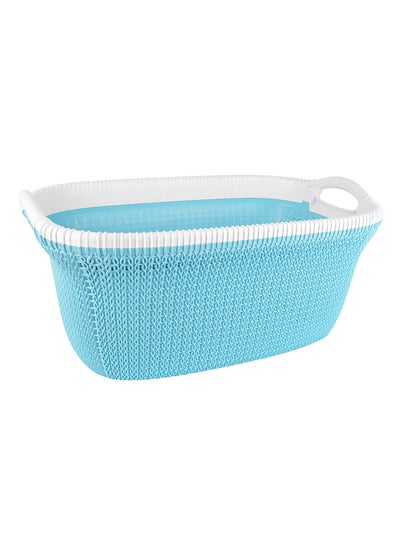 Buy Laundry Basket Palm Oval Baby Blue and White in Egypt