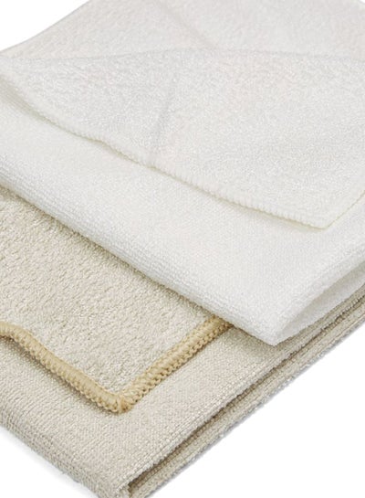 اشتري 2-Piece Microfiber Cloth Set أبيض/بيج 32X32 سنتيمتر في الامارات