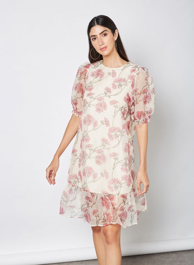 Buy Puff Sleeve Floral Dress Nomad pink flowers in Egypt