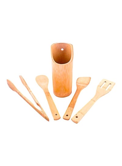 Buy 5-Piece Bamboo Kitchen Tool Set Brown 10x33.6x10.6cm in UAE