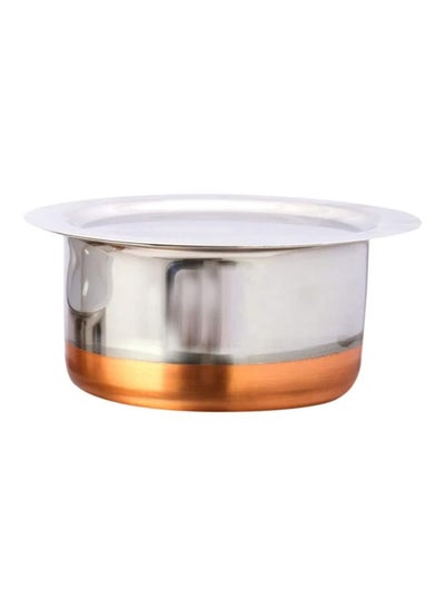 Buy Cooking Pot With Lid Silver/Copper 11 x 22cm in UAE