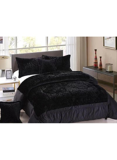 اشتري 6-Piece Rose Fur King Comforter Set قطن أسود في الامارات