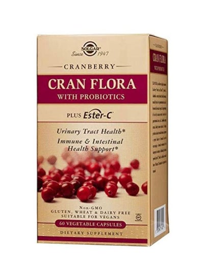 Buy Cran Flora With Probiotics Plus Ester-C Dietary Supplement - 60 Vegetable Capsules in UAE