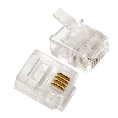 Buy 100-Piece Modular Telephone Phone Crystal Plug Connector Clear in Egypt