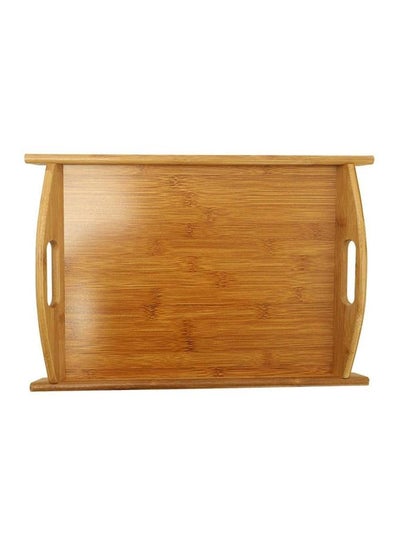 Buy Rectangle Bamboo Tray With Handle Brown 40x6x30cm in UAE